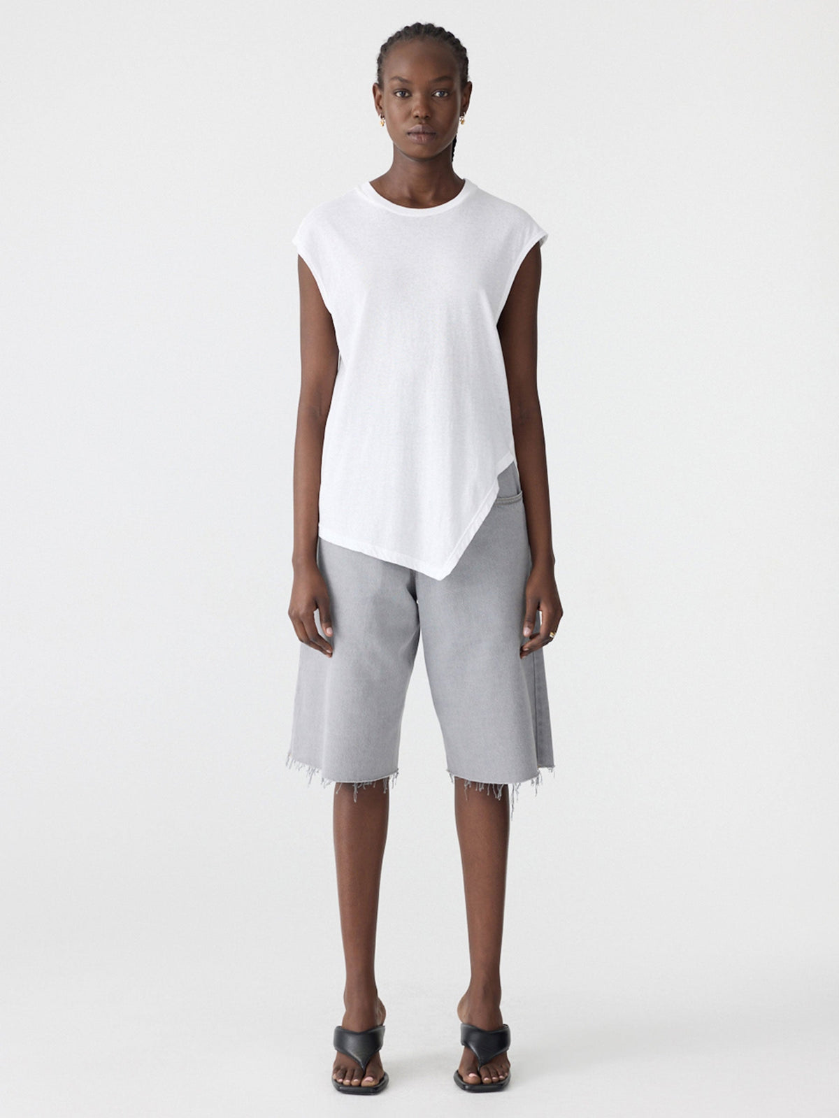 Bassike / Asymmetric Crew Tank / White