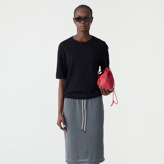 Bassike / Mercerised Cotton Boxy Knit / Black