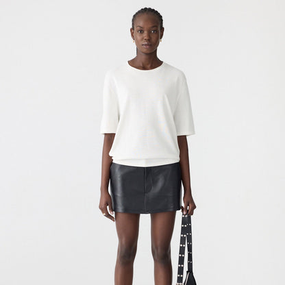 Bassike / Mercerised Cotton Boxy Knit / Natural