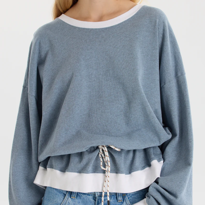 Bassike / Reworked Drawstring Sweat / Blue Marle