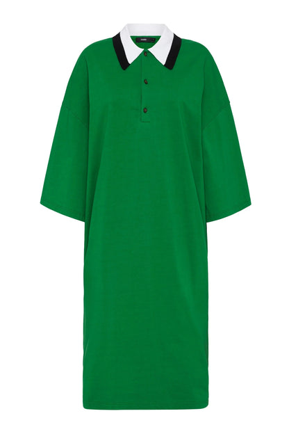 Bassike / Polo Short Sleeve T-Shirt Dress / Emerald