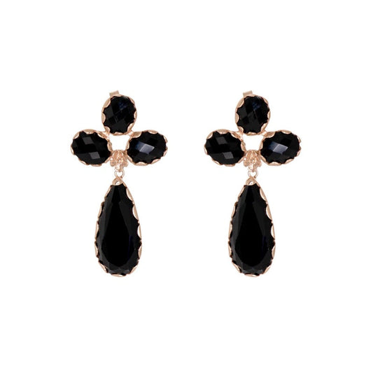 Triple Stone Earring / Black