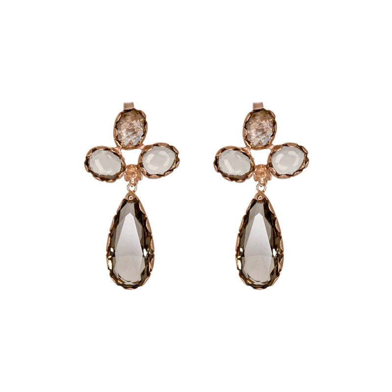 Triple Stone Smoke Earrings