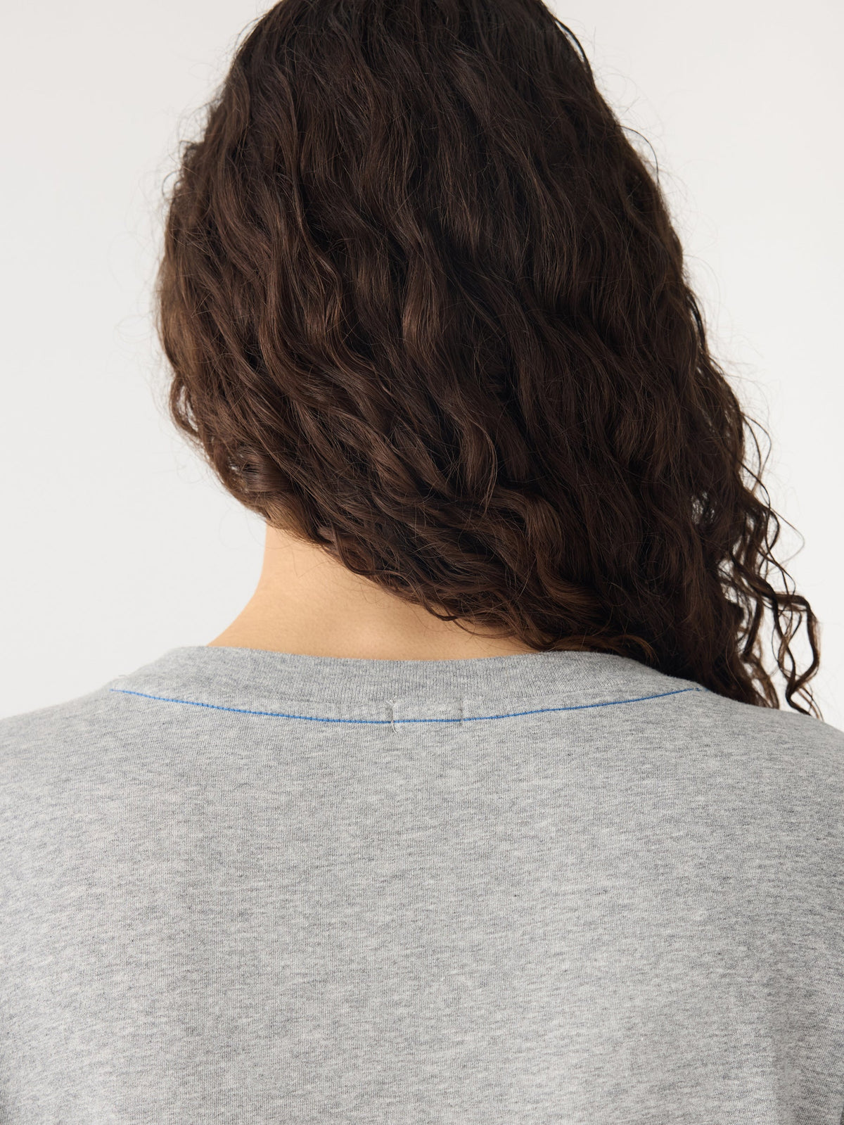 Bassike / Slouch Dot Print T-Shirt / Grey Marl + Cobolt