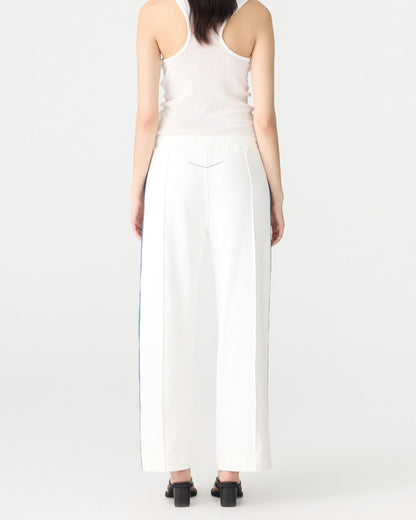 Bassike / Twill Stripe Detail Pant / White + Marine