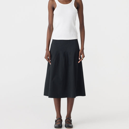 Bassike / Crushed Cotton Pleated Skirt / Black