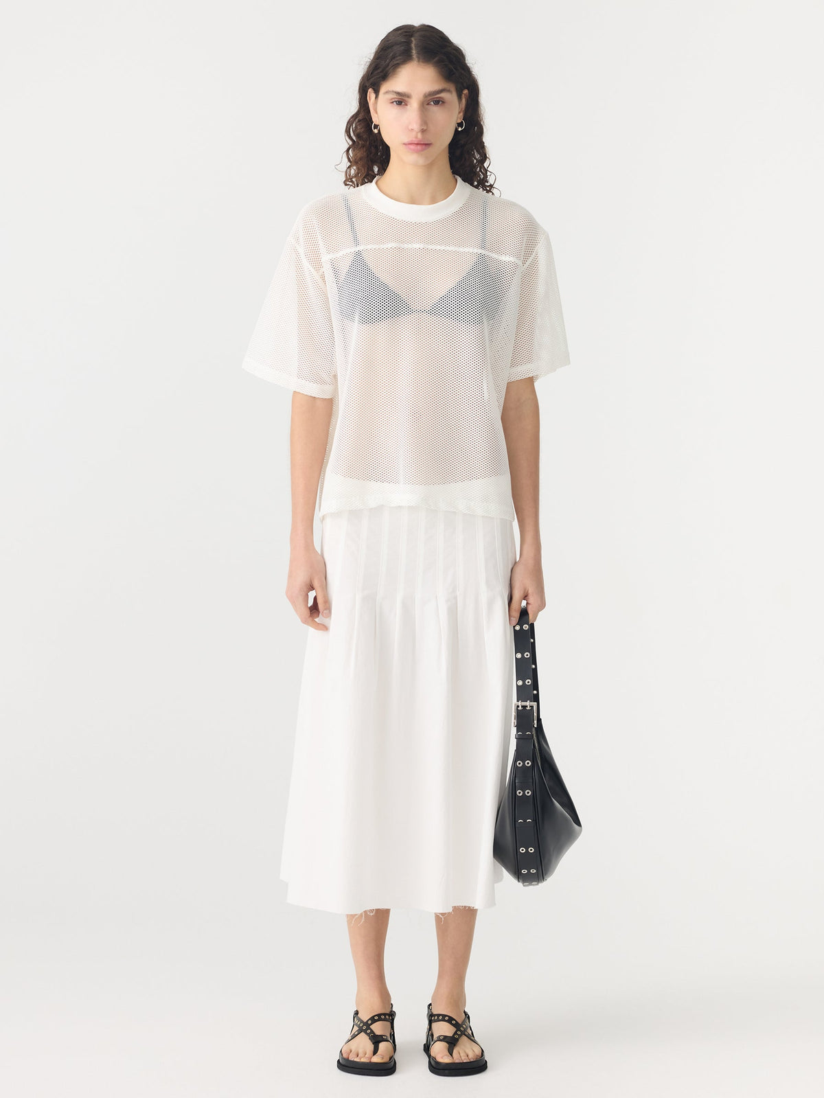 Bassike / Boxy Mesh T-Shirt / White