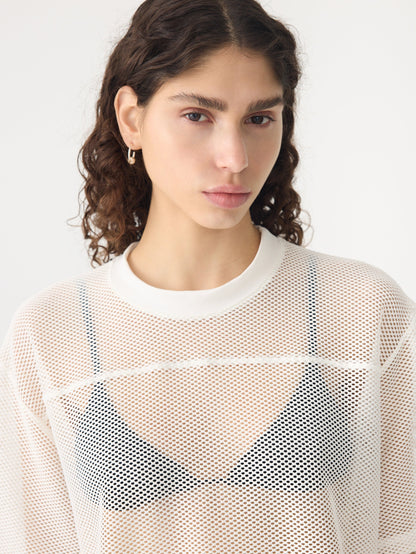 Bassike / Boxy Mesh T-Shirt / White