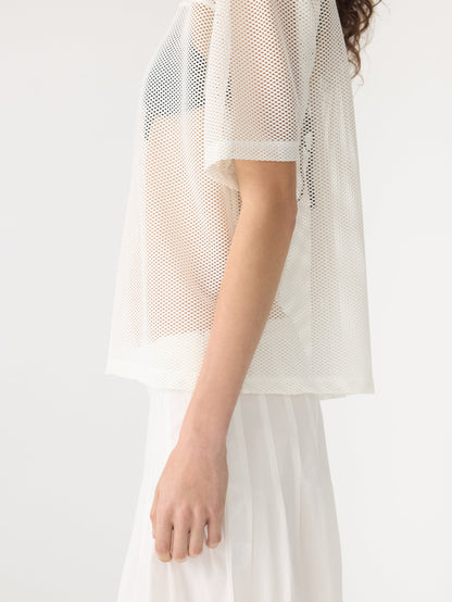 Bassike / Boxy Mesh T-Shirt / White