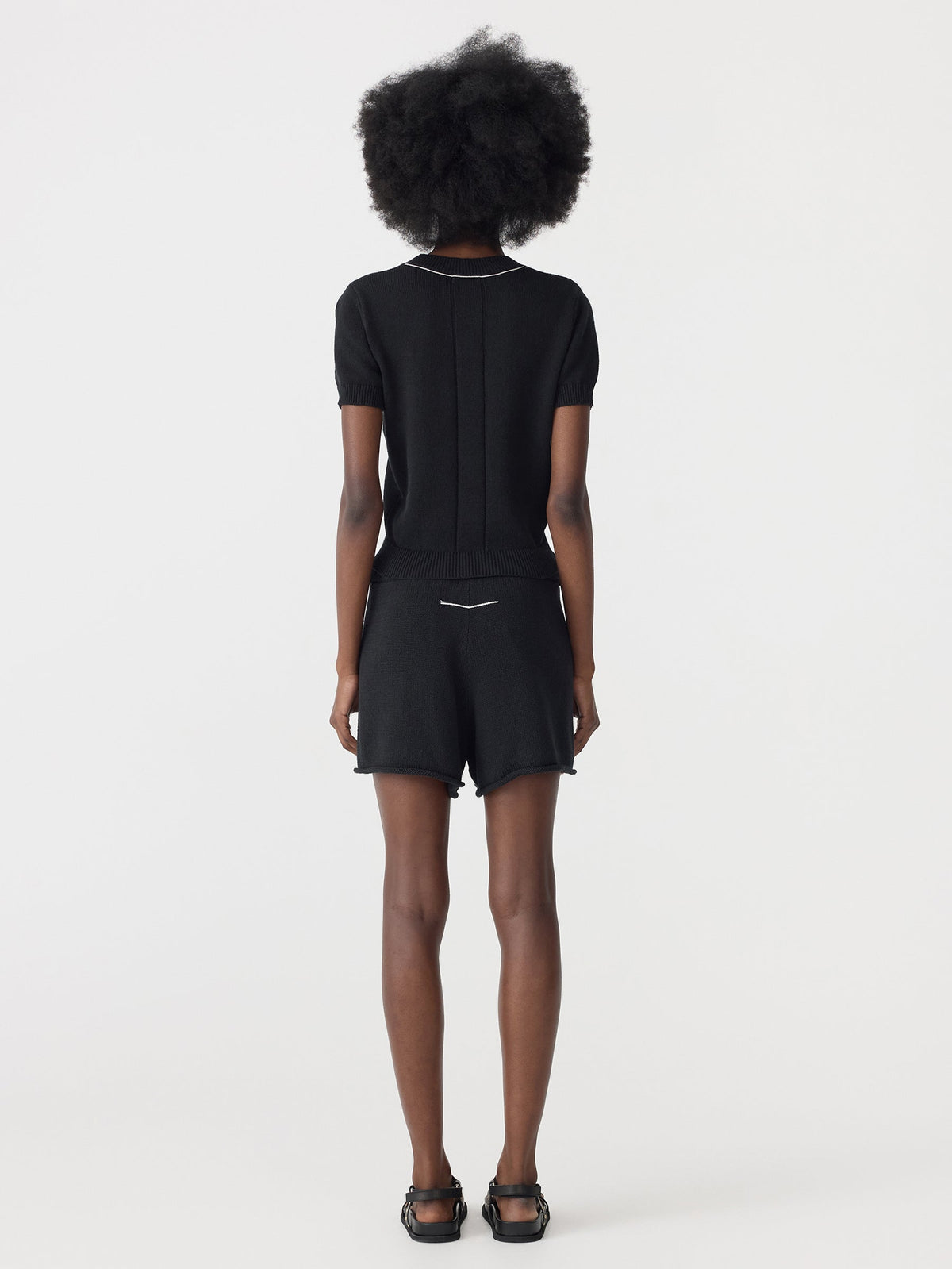Bassike / Cotton Linen Slim Short Sleeve Knit / Black