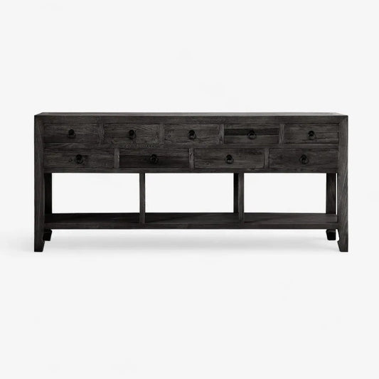 Oak Sideboard / 9 Drawers / Black
