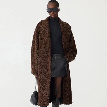 Bassike / Textured Winter Coat / Chocolate Brown