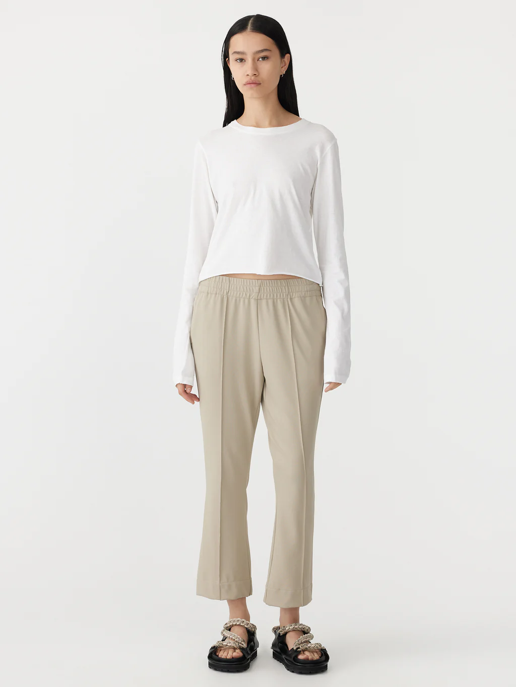 Bassike / Twill Flared Pant / Light Tan