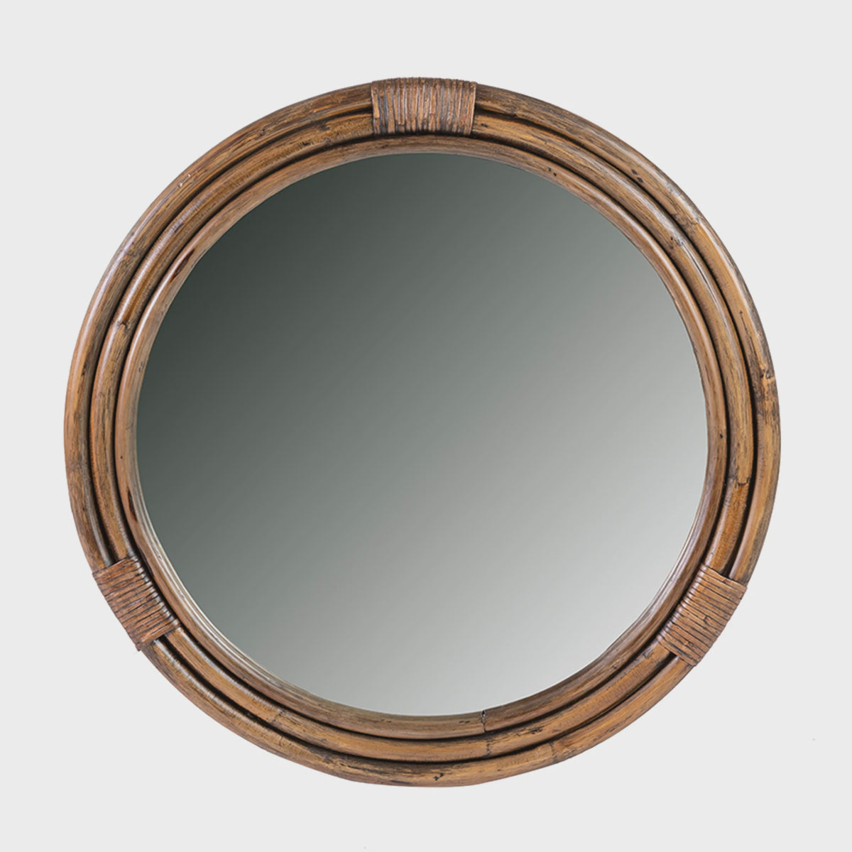 Bermuda Mirror / Walnut Rattan / Round