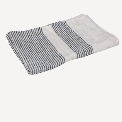 Woven Multi Stripe Tea Towel / Natural + Black