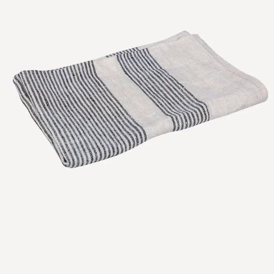 Woven Multi Stripe Tea Towel / Natural + Black