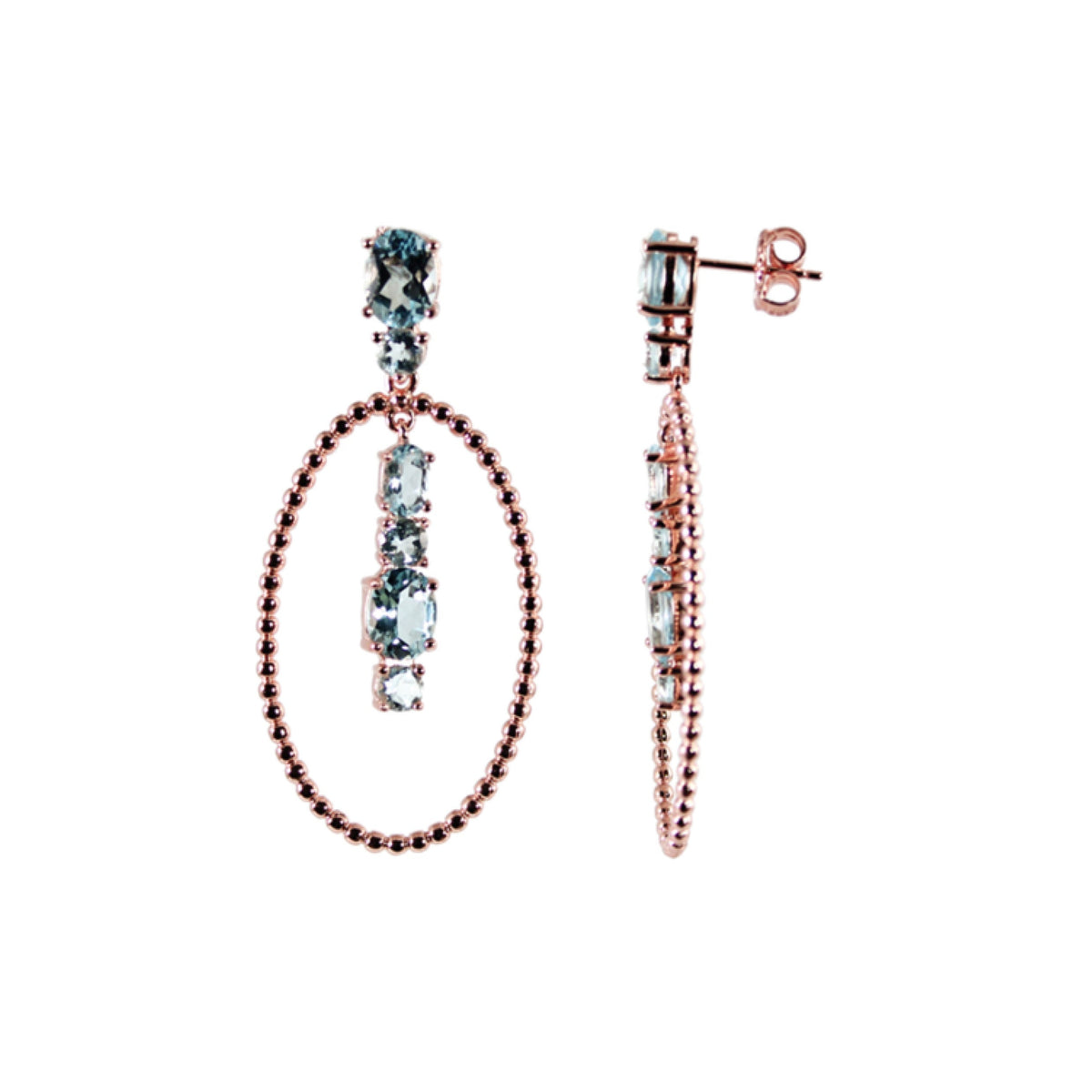 Blue Topaz Oval Drop Earrings