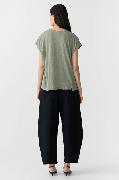 Bassike / Fine Bind Scoop Neck Tank / Sage Marl