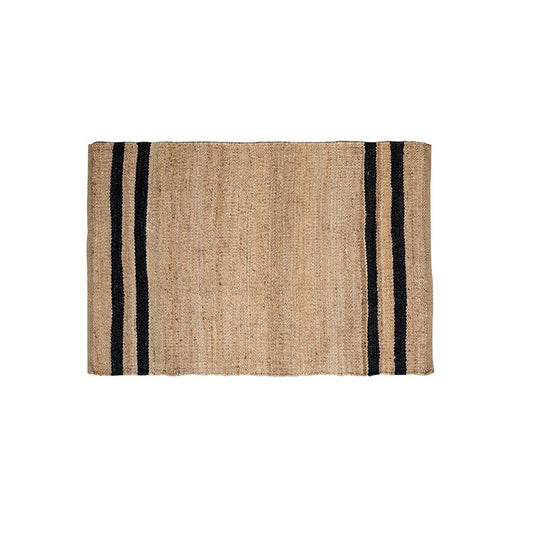 Jute Doormat / Natural + Black Stripes