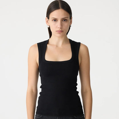 Bassike / Low Scooped Rib Tank / Black