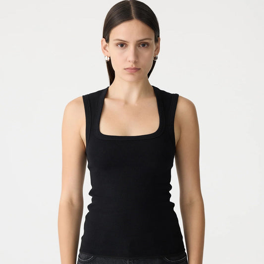 Bassike / Low Scooped Rib Tank / Black