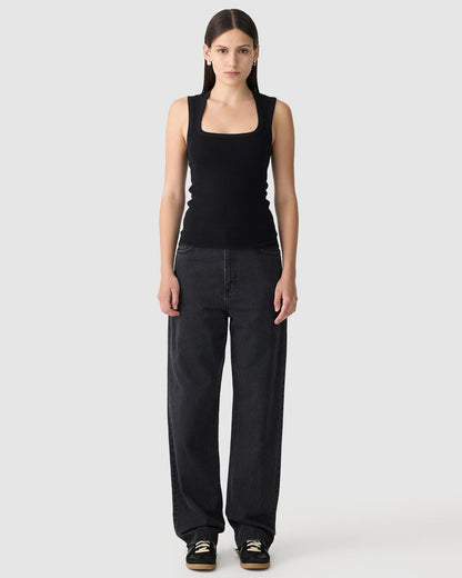Bassike / Low Scooped Rib Tank / Black