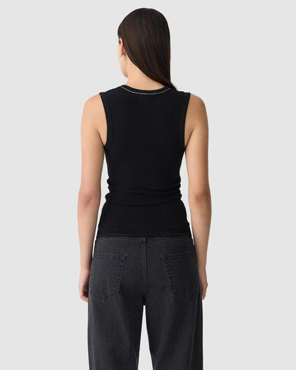 Bassike / Low Scooped Rib Tank / Black