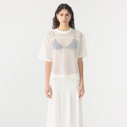 Bassike / Boxy Mesh T-Shirt / White