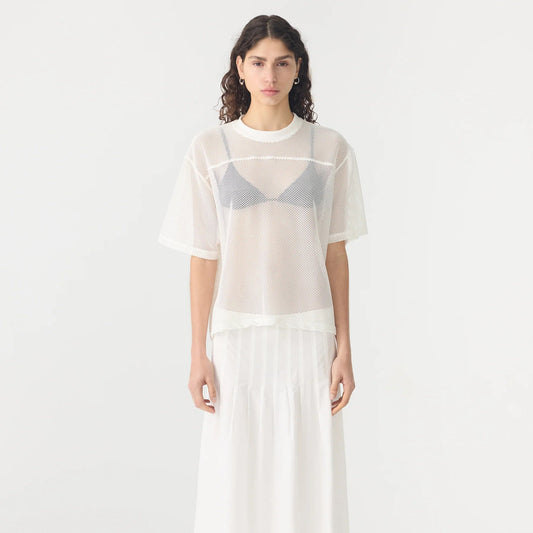 Bassike / Boxy Mesh T-Shirt / White