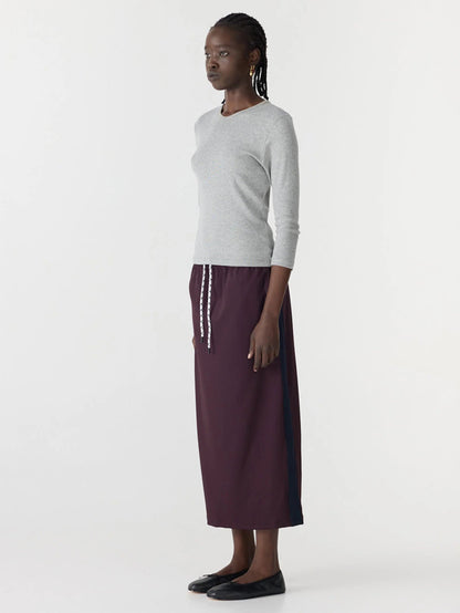 Bassike / Stretch Twill Pull On Skirt / Dark Plum + Ink