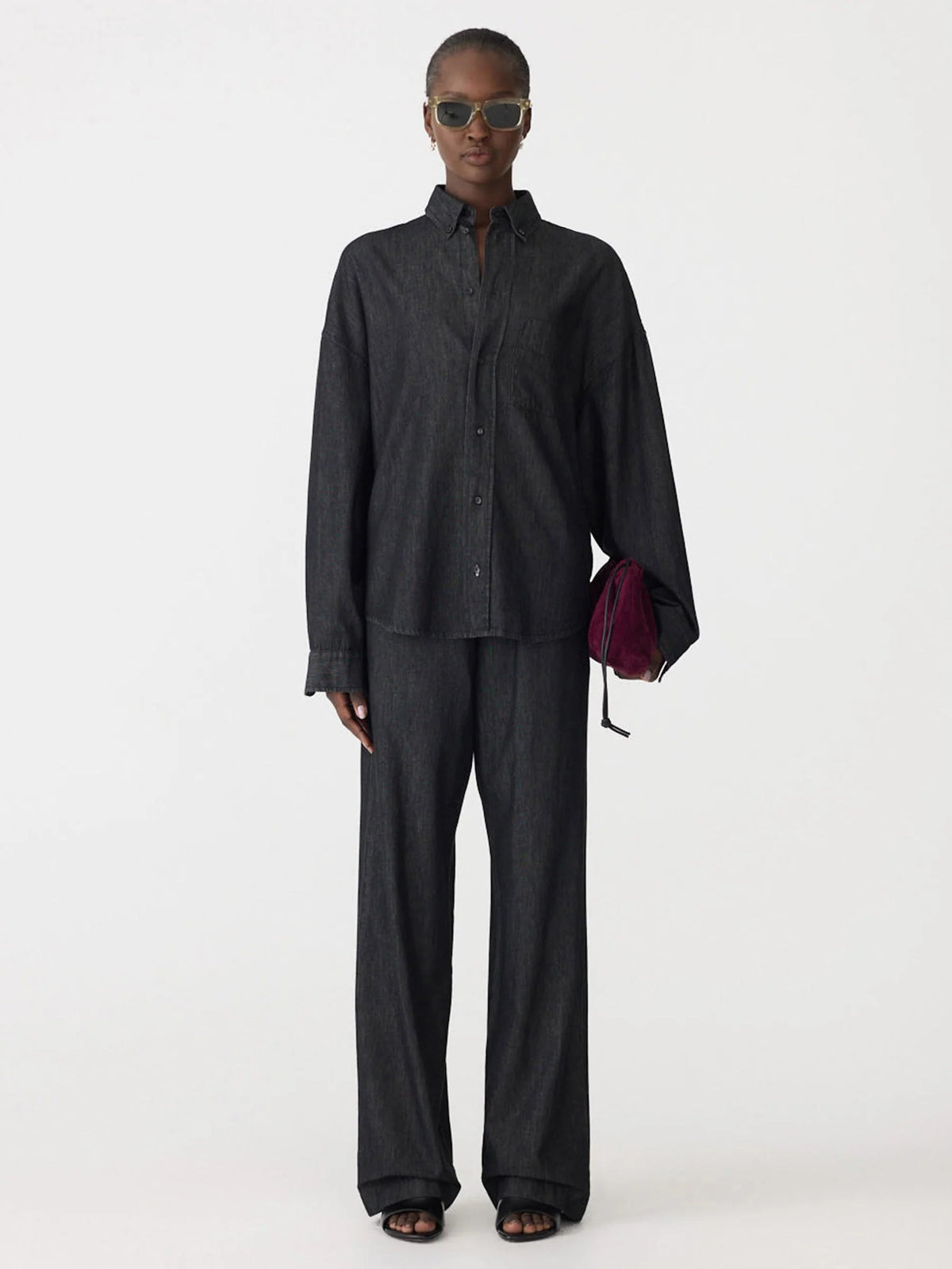 Bassike / Minimal Chambray Shirt / Washed Black