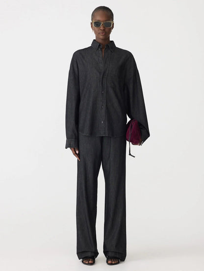 Bassike / Minimal Chambray Shirt / Washed Black