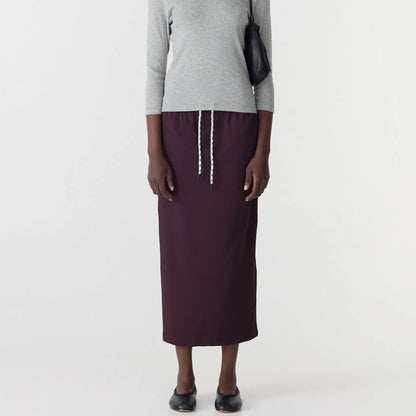 Bassike / Stretch Twill Pull On Skirt / Dark Plum + Ink