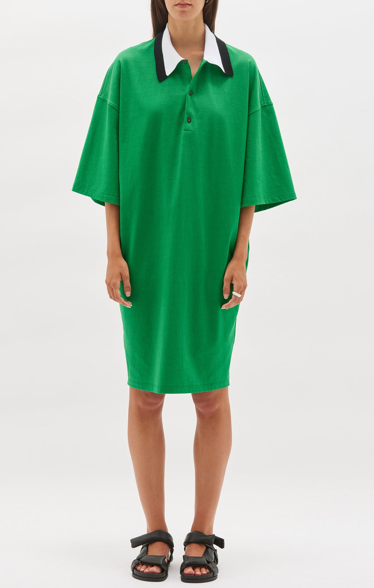Bassike / Polo Short Sleeve T-Shirt Dress / Emerald