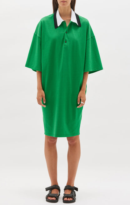 Bassike / Polo Short Sleeve T-Shirt Dress / Emerald