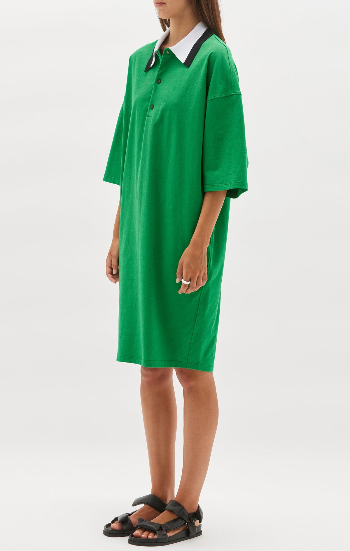 Bassike / Polo Short Sleeve T-Shirt Dress / Emerald