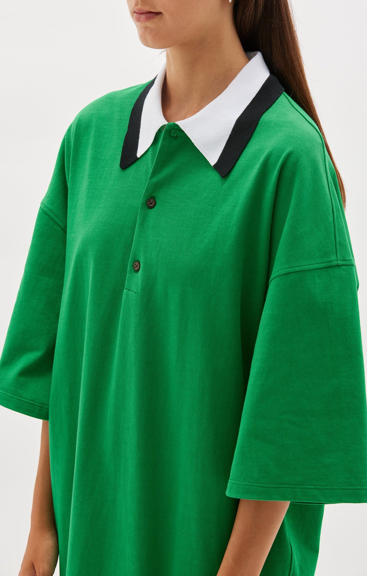 Bassike / Polo Short Sleeve T-Shirt Dress / Emerald
